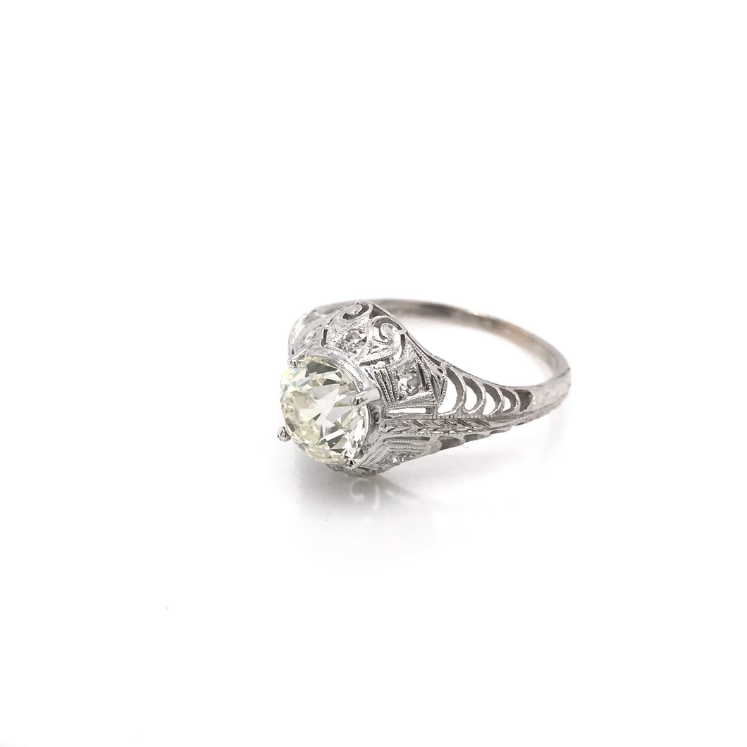 EDWARDIAN 1.50 CARAT DIAMOND PLATINUM RING