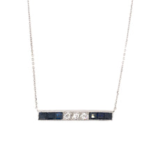ANTIQUE SAPPHIRE AND DIAMOND PLATINUM BAR NECKLACE