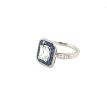 ANTIQUE STYLE 1.12 CARAT DIAMOND SAPPHIRE AND PLATINUM RING