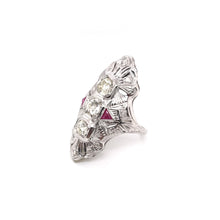 ART DECO DIAMOND AND RUBY DINNER RING
