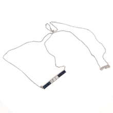 ANTIQUE SAPPHIRE AND DIAMOND PLATINUM BAR NECKLACE