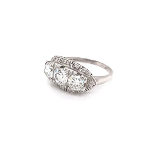 MID CENTURY 2.05 CARAT DTW DIAMOND AND PLATINUM RING