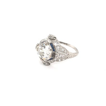 EDWARDIAN 2.06 CARAT DIAMOND SAPPHIRE AND PLATINUM FILIGREE RING