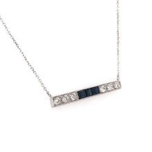 ANTIQUE DIAMOND AND SAPPHIRE PLATINUM BAR NECKLACE