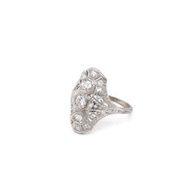 DIAMOND AND GREEK KEY FILIGREE DINNER RING