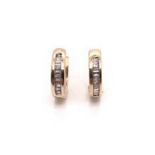 GOLD AND BAGUETTE DIAMOND HOOP EARRINGS