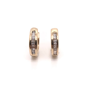 GOLD AND BAGUETTE DIAMOND HOOP EARRINGS