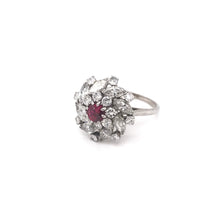 RETRO RUBY AND DIAMOND CLUSTER RING