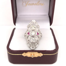ART DECO DIAMOND AND RUBY DINNER RING
