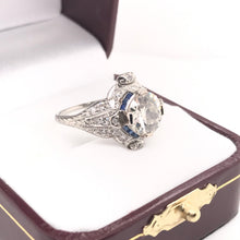 EDWARDIAN 2.06 CARAT DIAMOND SAPPHIRE AND PLATINUM FILIGREE RING