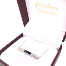 ANTIQUE DIAMOND AND SAPPHIRE PLATINUM BAR NECKLACE