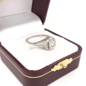 "1924" 0.50 CARAT ART DECO DIAMOND FILIGREE RING