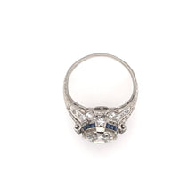 EDWARDIAN 2.06 CARAT DIAMOND SAPPHIRE AND PLATINUM FILIGREE RING