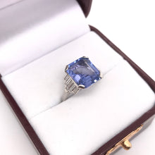 ART DECO 5.63 CARAT CEYLON SAPPHIRE AND DIAMOND PLATINUM RING