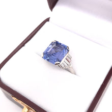 ART DECO 5.63 CARAT CEYLON SAPPHIRE AND DIAMOND PLATINUM RING