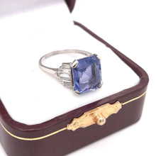 ART DECO 5.63 CARAT CEYLON SAPPHIRE AND DIAMOND PLATINUM RING