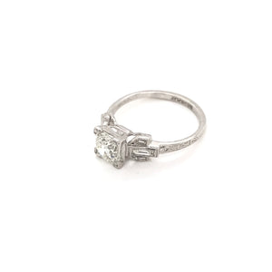 1.0 CARAT ART DECO DIAMOND PLATINUM RING