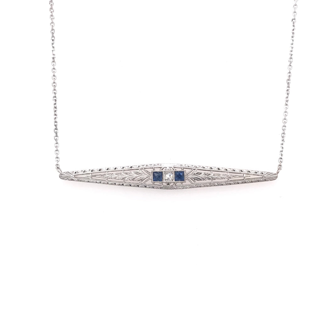 ART DECO DIAMOND AND SAPPHIRE NECKLACE