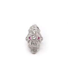 ART DECO DIAMOND AND RUBY DINNER RING