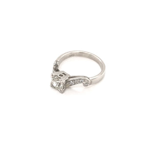 0.74 CARAT MID CENTURY DIAMOND PLATINUM RING