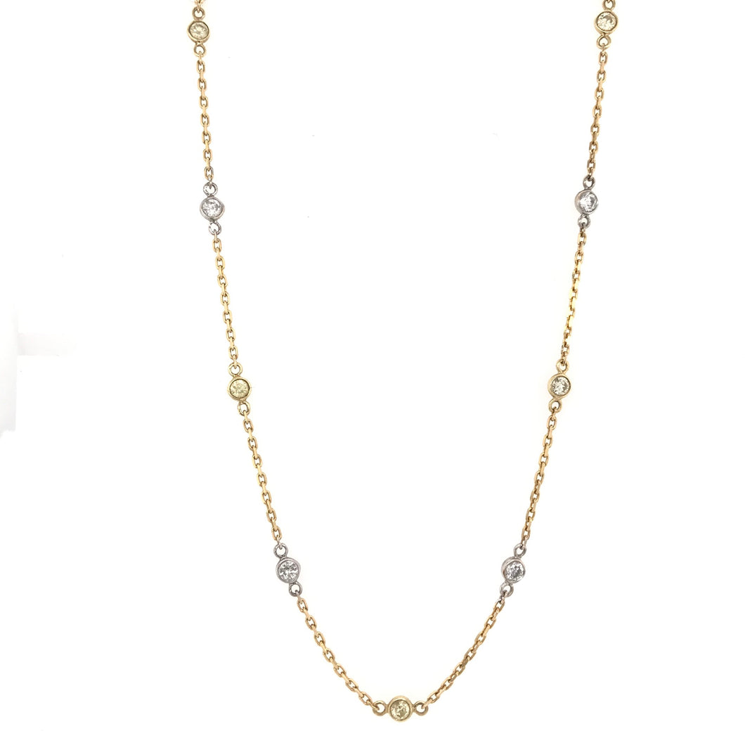 1.50 CARAT WHITE AND YELLOW DIAMOND NECKLACE