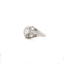 ART DECO 0.45 CARAT DIAMOND AND FLORAL FILIGREE RING