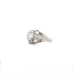 ART DECO 0.45 CARAT DIAMOND AND FLORAL FILIGREE RING