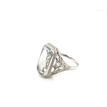 ART DECO AQUAMARINE FILIGREE RING