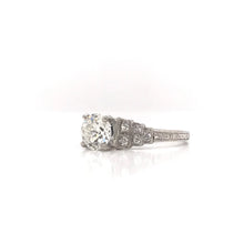 MID CENTURY 1.12 CARAT DIAMOND AND PLATINUM RING