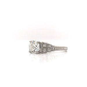 MID CENTURY 1.12 CARAT DIAMOND AND PLATINUM RING