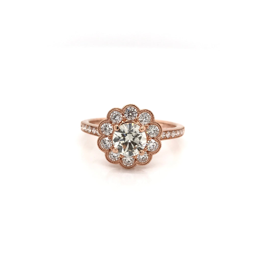 1.34 CTW ANTIQUE INSPIRED ROSE GOLD DIAMOND RING