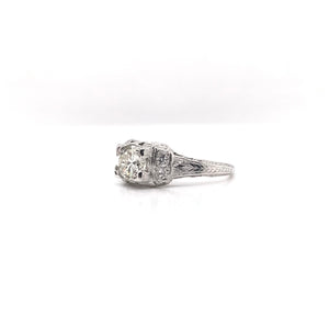 EDWARDIAN 0.74 CARAT DIAMOND AND PLATINUM FILIGREE RING