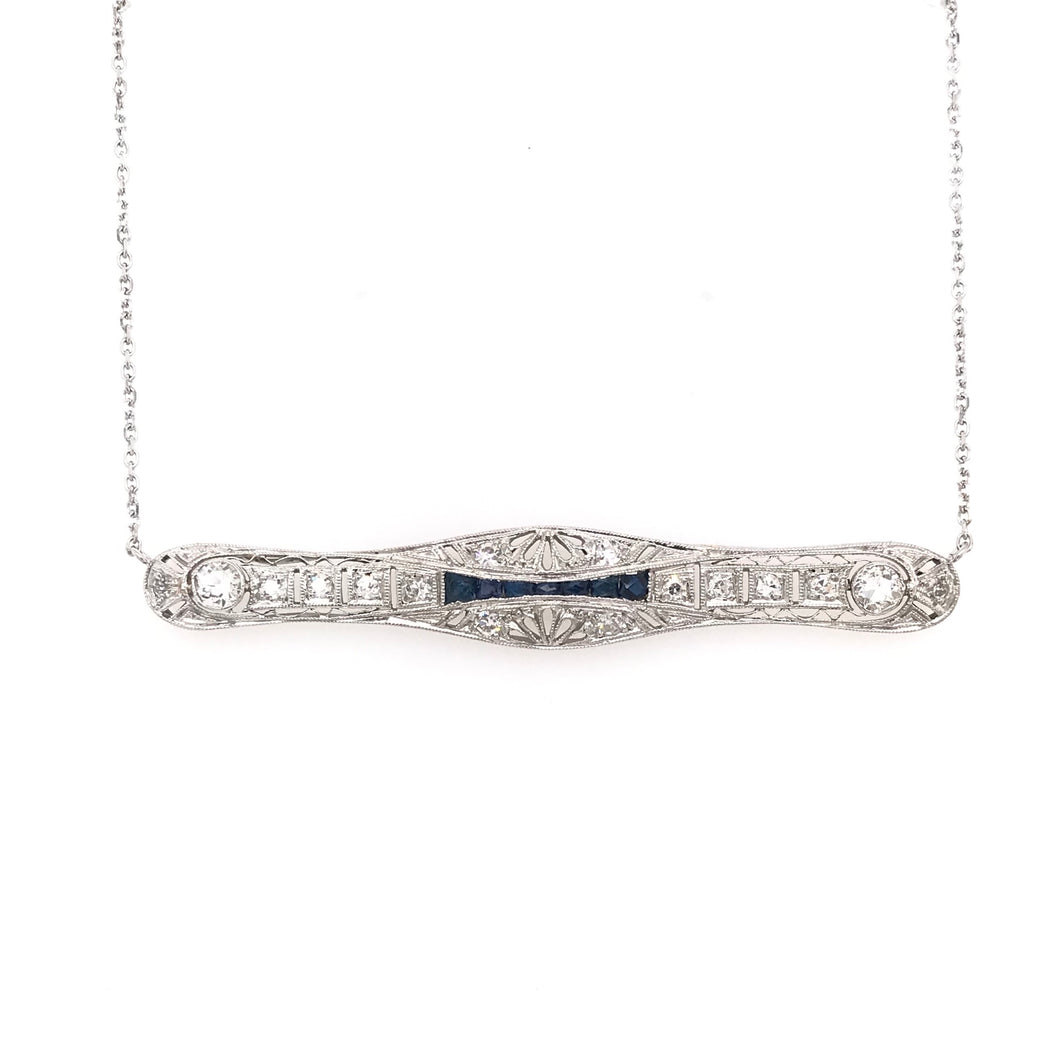 ART DECO DIAMOND AND SAPPHIRE BAR NECKLACE
