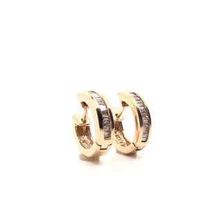 GOLD AND BAGUETTE DIAMOND HOOP EARRINGS