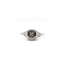 ART DECO FILIGREE RING WITH DIAMOND ACCENT