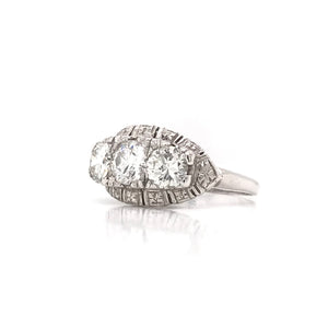 MID CENTURY 2.05 CARAT DTW DIAMOND AND PLATINUM RING