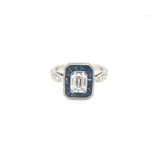 ANTIQUE STYLE 1.12 CARAT DIAMOND SAPPHIRE AND PLATINUM RING