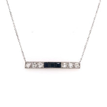 ANTIQUE DIAMOND AND SAPPHIRE PLATINUM BAR NECKLACE