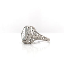 ANTIQUE AQUAMARINE FILIGREE RING