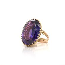 MID CENTURY SIMULATED ALEXANDRITE COCKTAIL RING