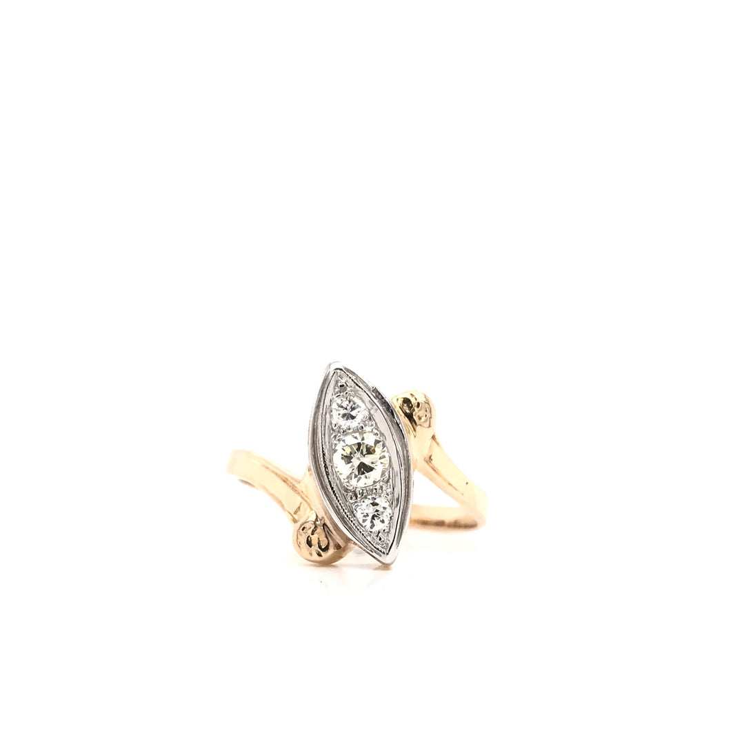 MID CENTURY STYLIZED MARQUISE RING