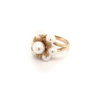 MID CENTURY PEARL CLUSTER RING
