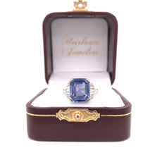 ART DECO 5.63 CARAT CEYLON SAPPHIRE AND DIAMOND PLATINUM RING