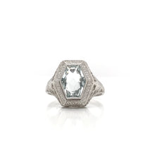 ANTIQUE AQUAMARINE FILIGREE RING