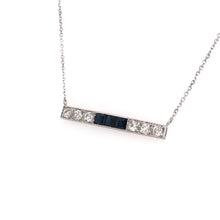 ANTIQUE DIAMOND AND SAPPHIRE PLATINUM BAR NECKLACE