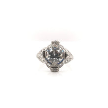 EDWARDIAN 2.06 CARAT DIAMOND SAPPHIRE AND PLATINUM FILIGREE RING