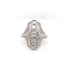 DIAMOND AND GREEK KEY FILIGREE DINNER RING