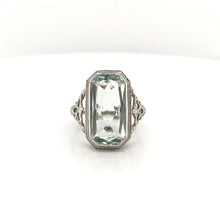ART DECO AQUAMARINE FILIGREE RING