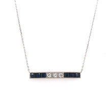 ANTIQUE SAPPHIRE AND DIAMOND PLATINUM BAR NECKLACE