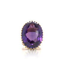 MID CENTURY SIMULATED ALEXANDRITE COCKTAIL RING